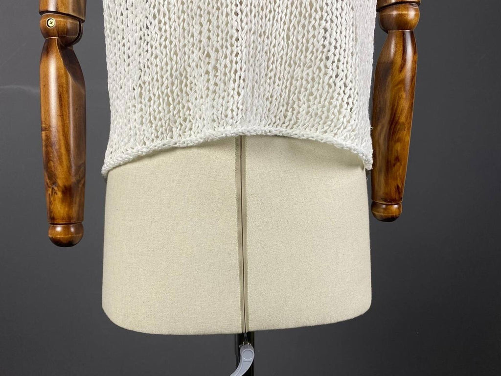 BARBARA SPEER White Lagenlook Crochet Knit Short Sleeve Cardigan Sweater – Size 2