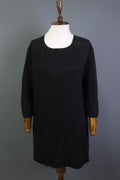 GUDRUN SJODEN Black A-Line Linen 3/4 Sleeve Short Knee Length Dress – Size M