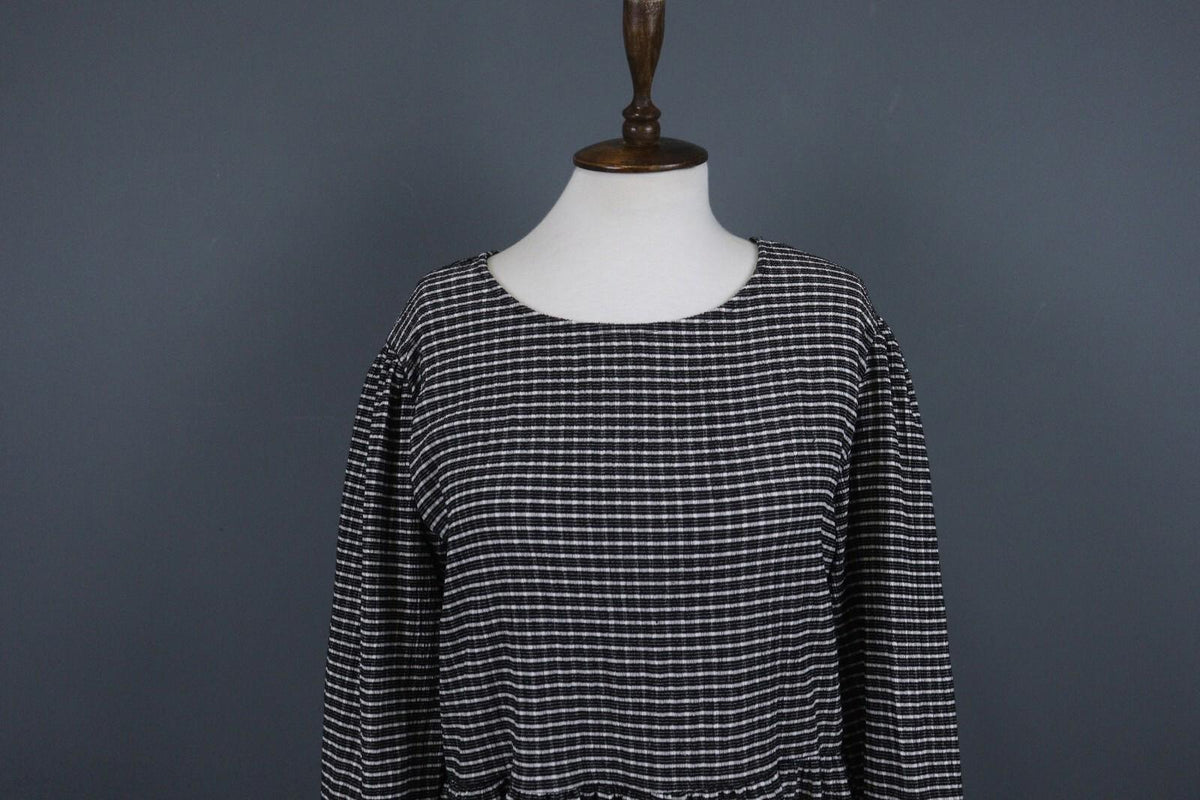 ZADIG & VOLTAIRE Black and White Casual Long Sleeve Round Neck Top Blouse