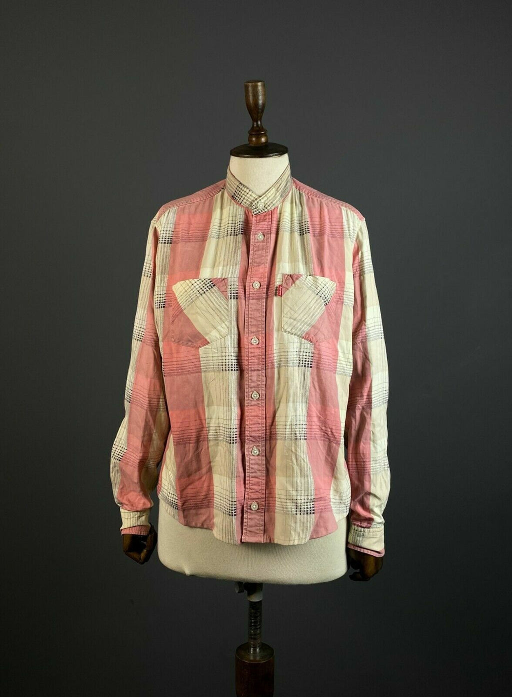 Supreme Pink Check Double Pocket Long Sleeve Button Up Shirt – Men's M