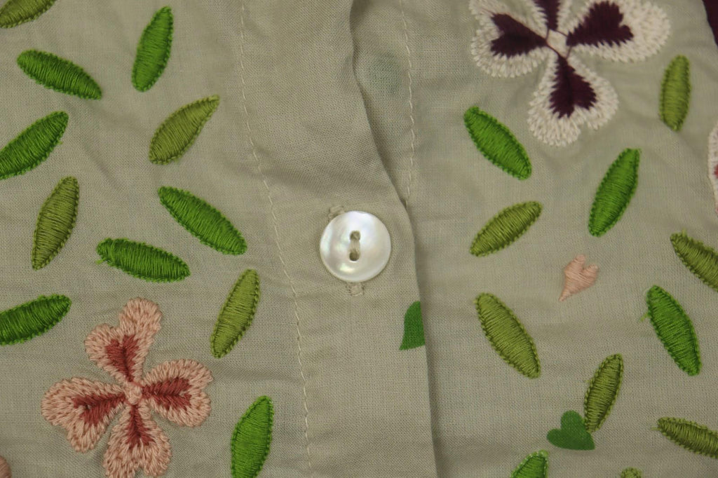 GUDRUN SJODEN Multi Embroidered Floral Cotton Button Front Shirt Dress – Size M
