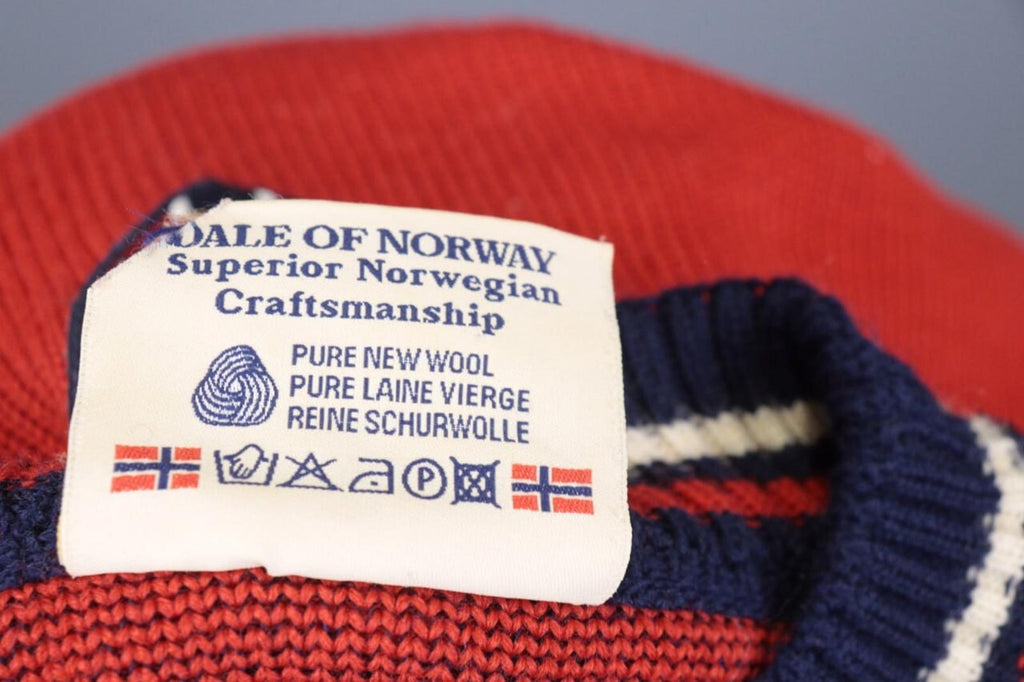 DALE OF NORWAY Blue / Red Colorblock Wool Knit Ski Sweater – Size S