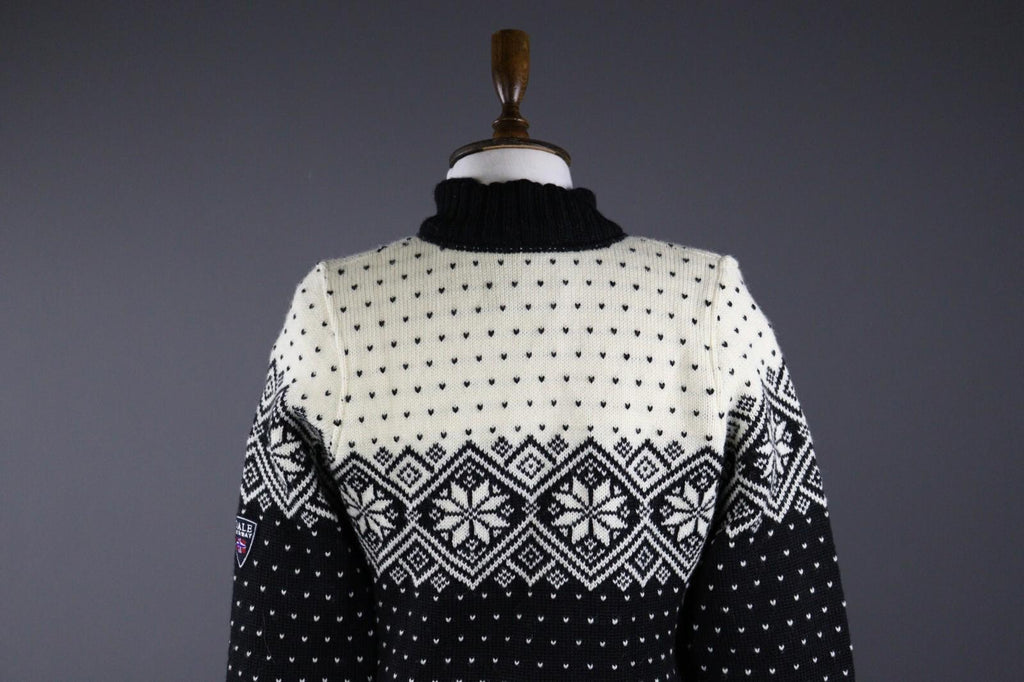 DALE OF NORWAY Black Fair Isle Wool Duffle Cardigan Sweater – Size S