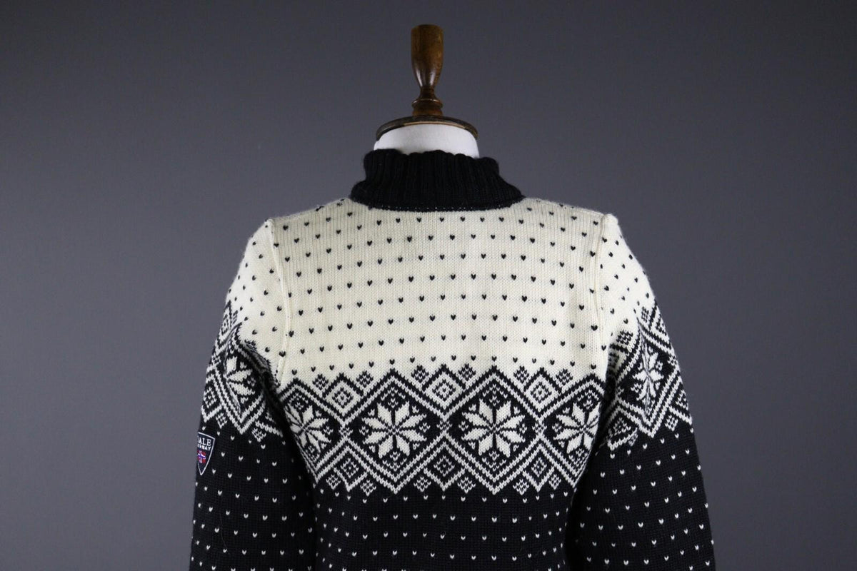 DALE OF NORWAY Black Fair Isle Wool Duffle Cardigan Sweater – Size S