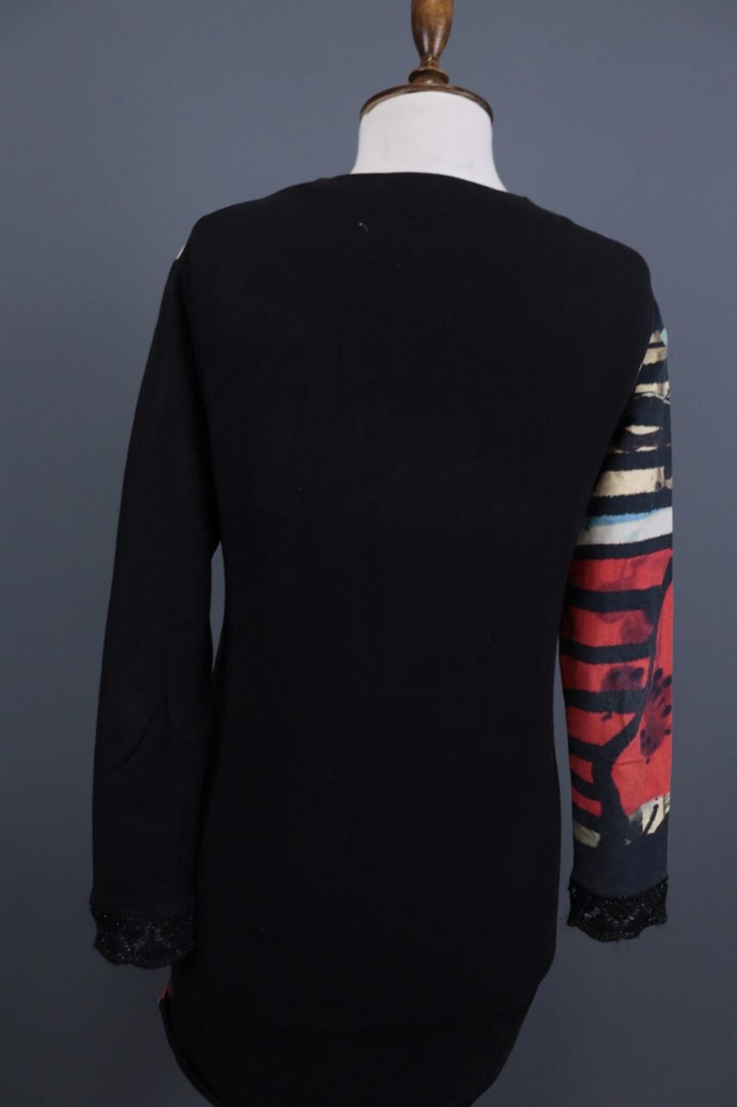 AVENTURES DES TOILES Black Printed Abstract A-Line Short Tunic Dress – Size 40