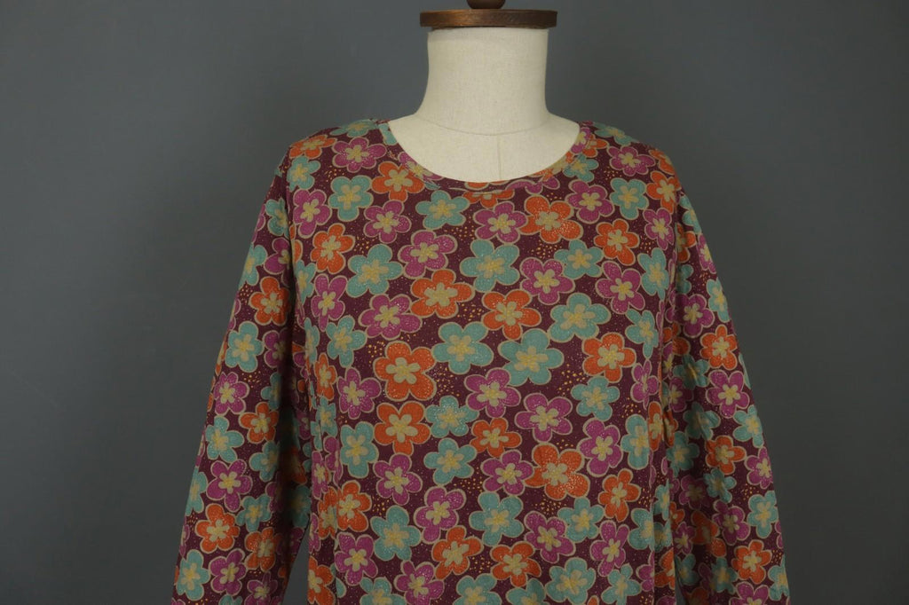 GUDRUN SJODEN Multi Modal Floral Crew Neck Long Sleeve Shift Dress – Size M