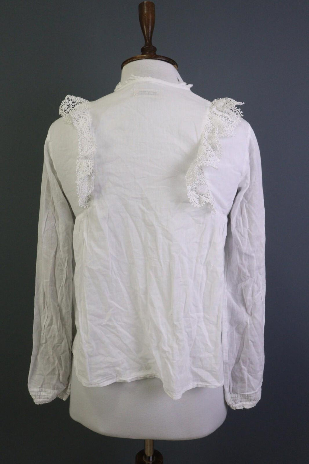 ZADIG & VOLTAIRE White Long Sleeve Button Down Lace Top Blouse Shirt – Size 16-M