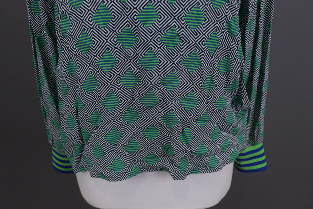 Emily Van Den Bergh Green Geometric Summer Long Sleeve Shirt Top – Size 38