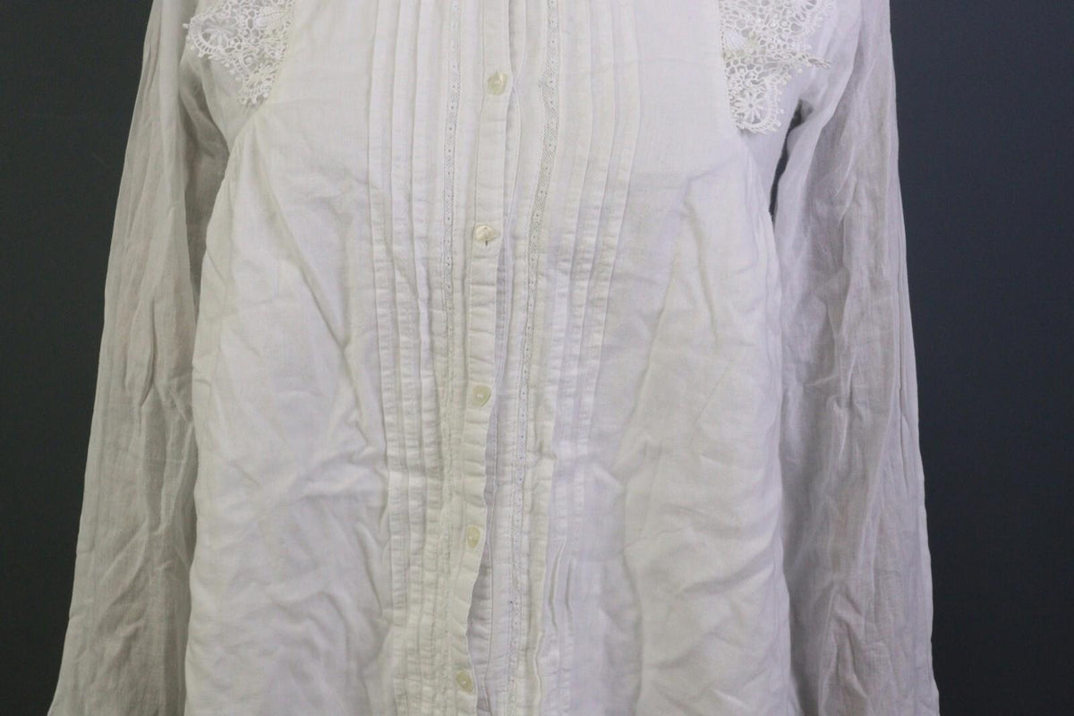 ZADIG & VOLTAIRE White Long Sleeve Button Down Lace Top Blouse Shirt – Size 16-M