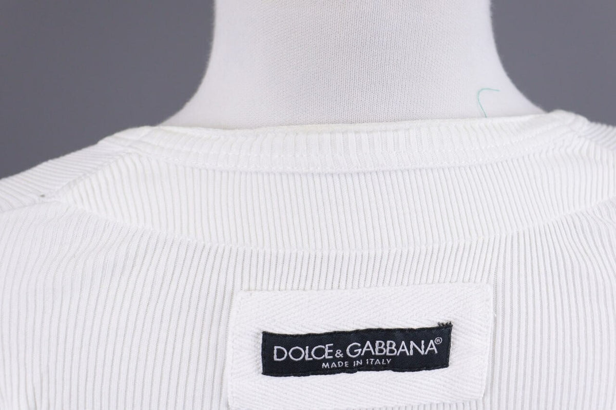 Dolce&Gabanna White V-Neck Pullover – Size 46