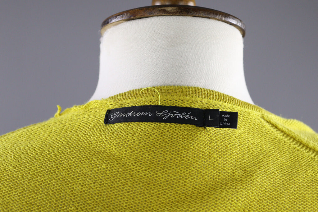 Gudrun Sjöden Yellow Linen Long Sleeve Cardigan Sweater – Women's L