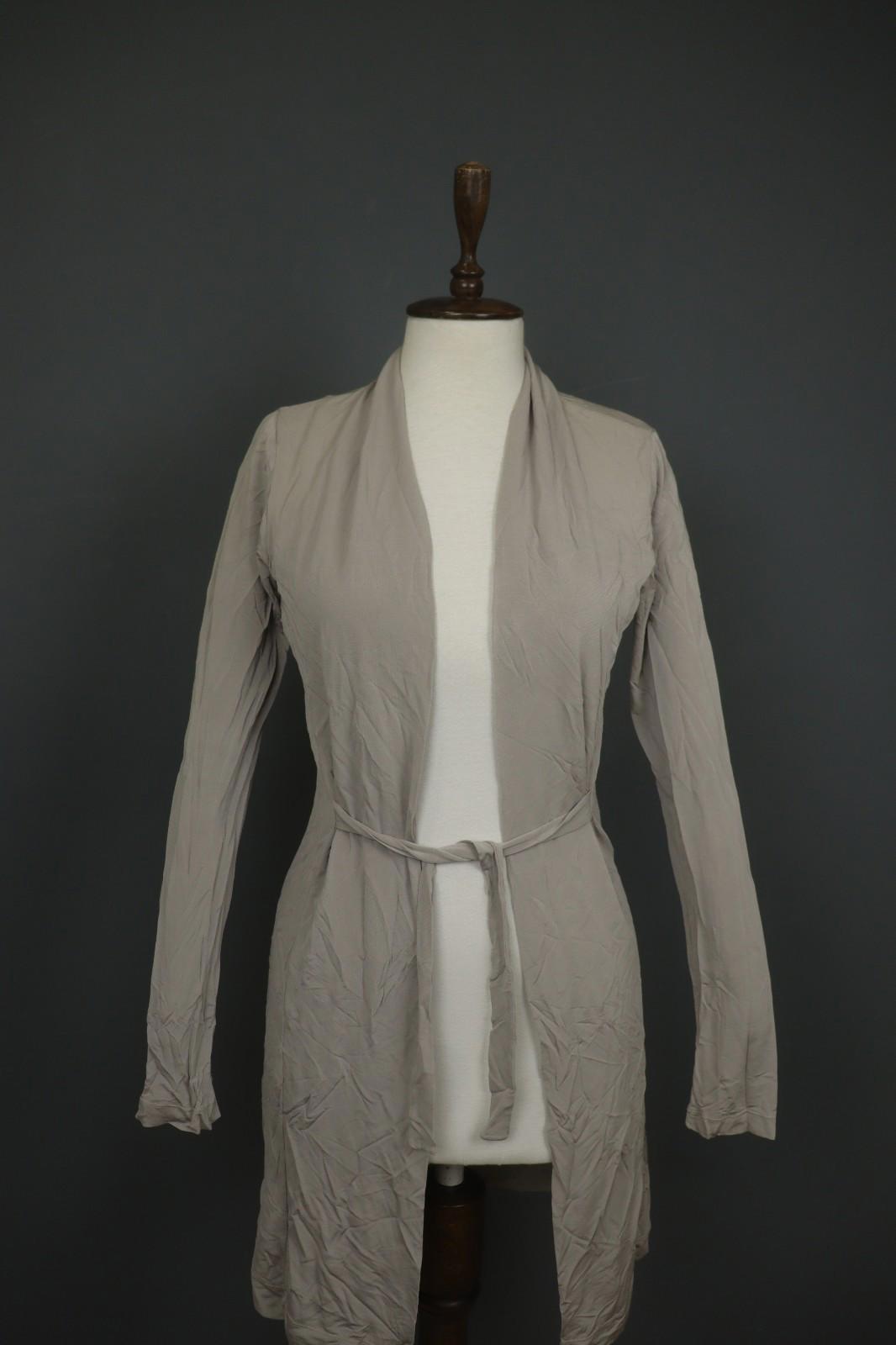 TRANSIT PAR-SUCH 114 Gray Viscose Knitted Long Sleeve Tie Front Cardigan – Size 2