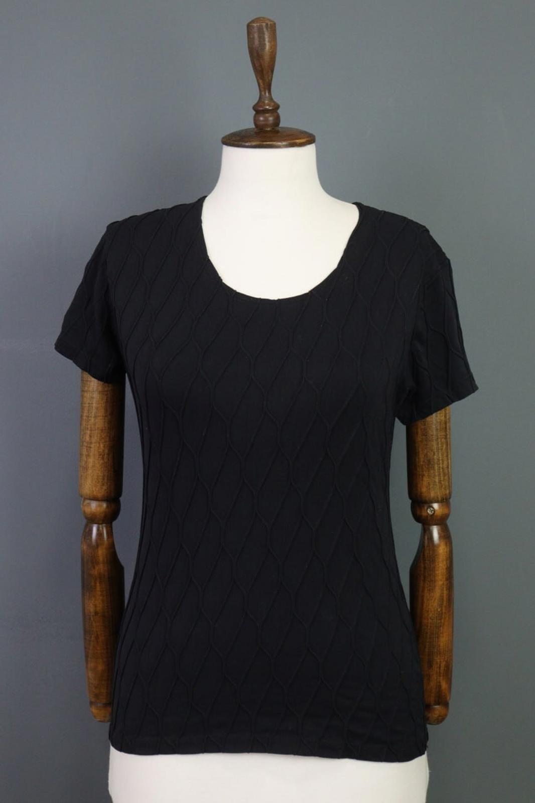 ANNE FONTAINE PARIS Blouse Shirt Black Embroidered Short Sleeve – Size 3