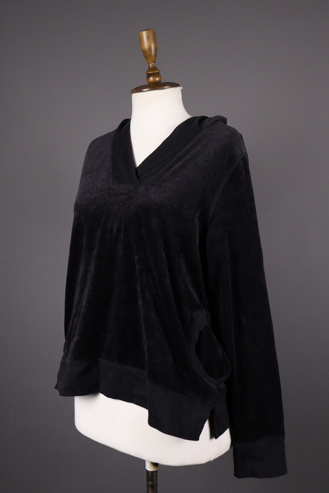 Deerberg by Oska Black Velour Long Sleeve Hoodie Sweater Size