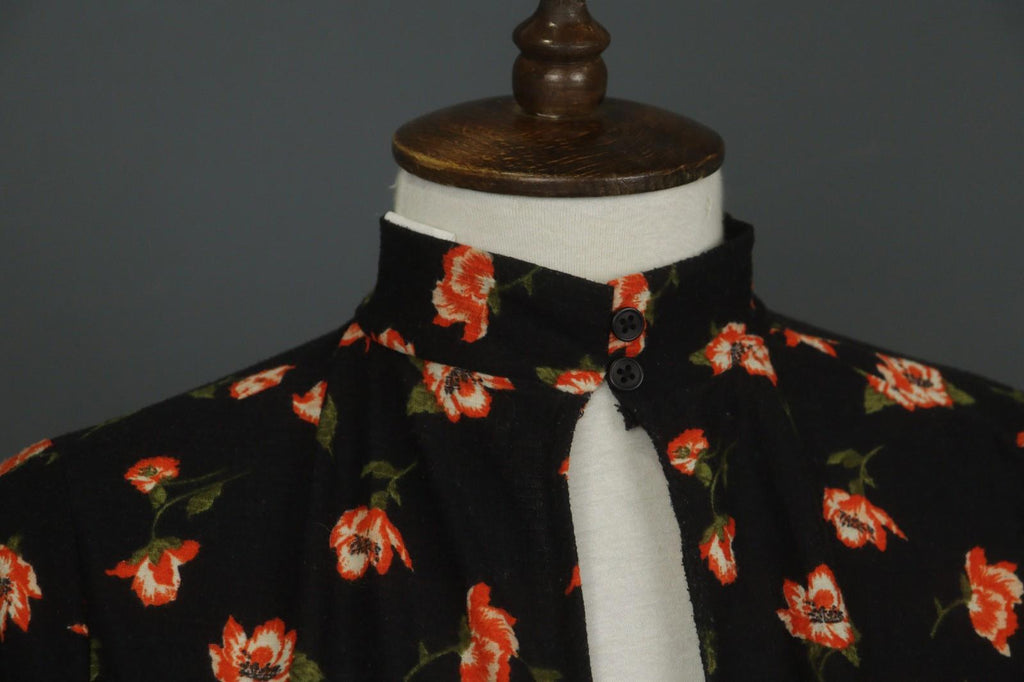 LAURA ASHLEY Black Floral Print Keyhole Front Long Sleeve Sheath Dress – Size M/L