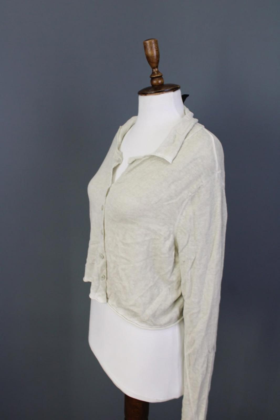 RUNDHOLZ Cardigan Sweater Beige 100% Cotton Collared Long Sleeve – Size XL