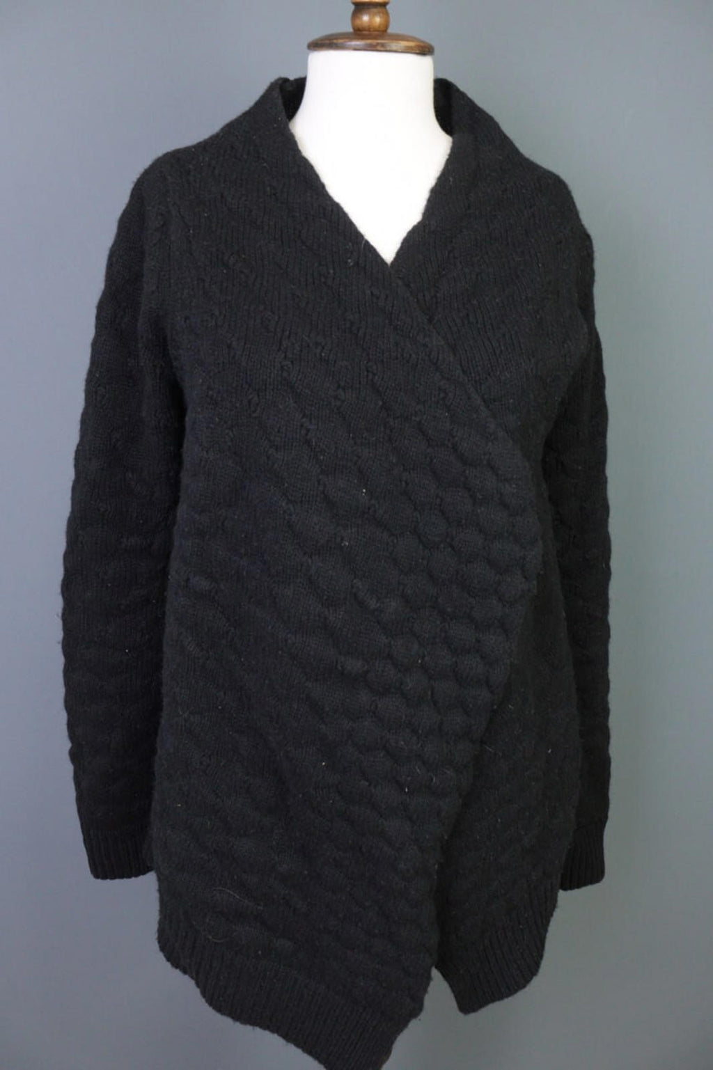 ZADIG & VOLTAIRE DAPHNEE ALN Black Alpaca Wool Wrape Cardigan Sweater – Size S – Used