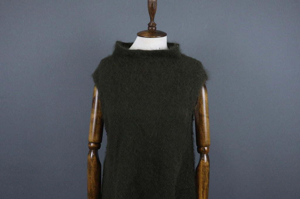 SARAH PACINI Green Angora Knit Sleeveless Shirt Tunic Top One Size