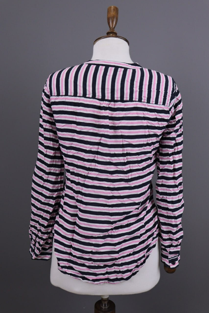 Emily Van Den Bergh Multicolor Striped Long Sleeve Henley Blouse Shirt Sz 38 / M