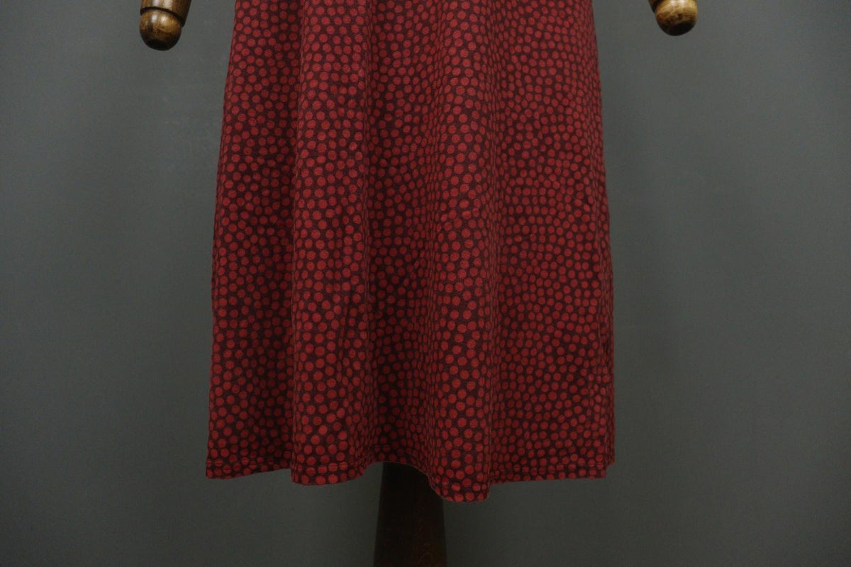 GUDRUN SJODEN Maroon Red Polka Dot Casual Round Neck Wide Strap Tank Dress Sz L