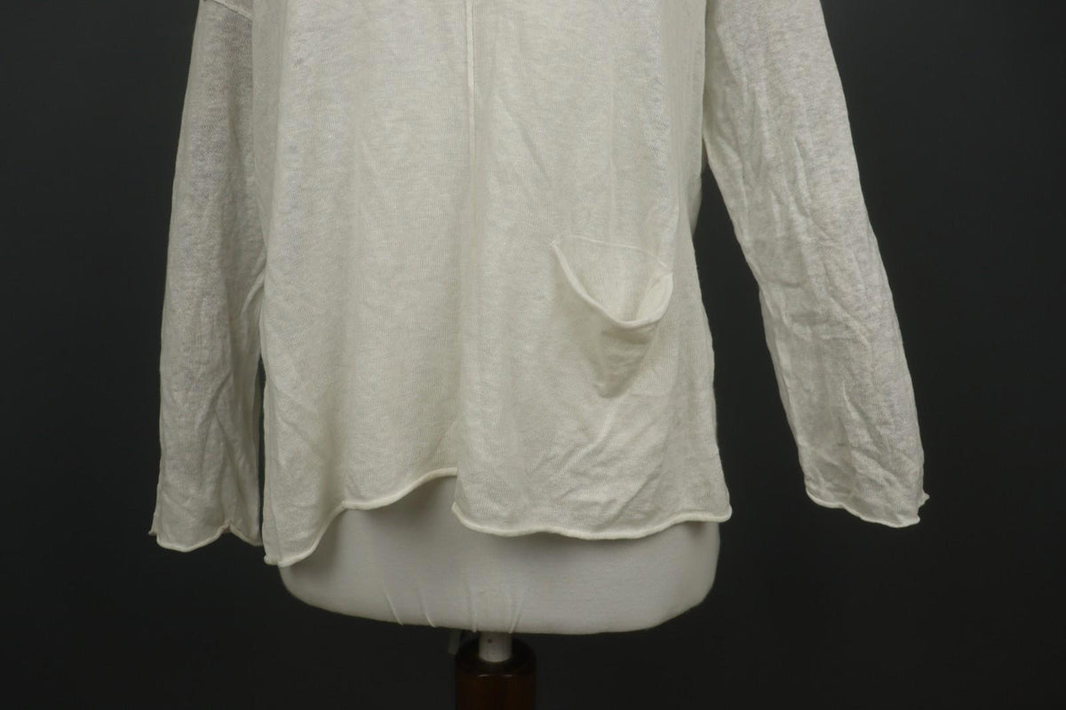 GUDRUN SJODEN White Linen Long Sleeve Round Neck Knit Pullover Sweater – Size M