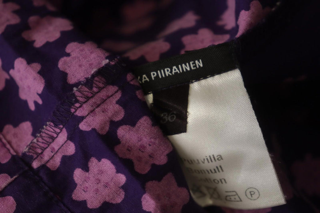 MARIMEKKO Mika Piirainen Purple Floral Cotton Long Sleeve Shift Dress – Size 36