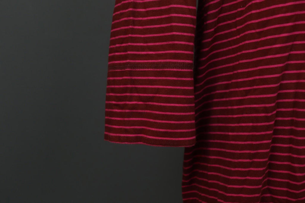 GUDRUN SJÖDEN Burgundy Pink Stripe Organic Cotton Long Sleeve Shift Dress – Size L