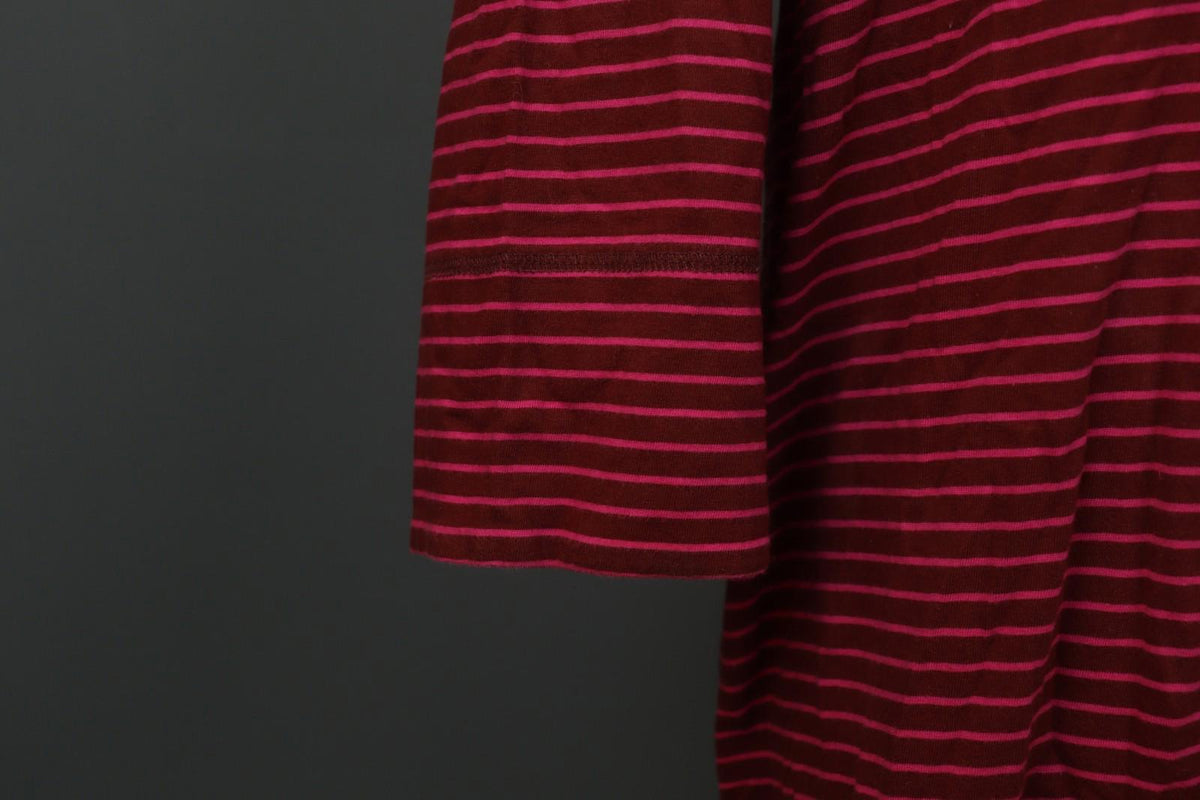 GUDRUN SJÖDEN Burgundy Pink Stripe Organic Cotton Long Sleeve Shift Dress – Size L
