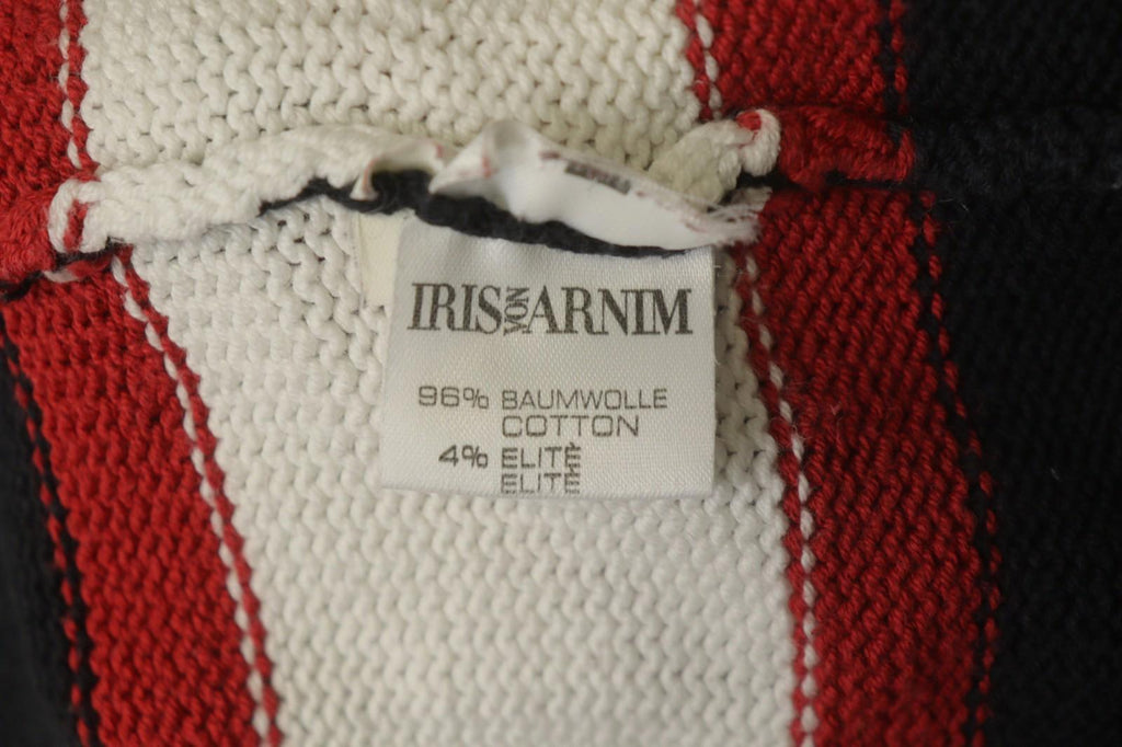 IRIS VON ARNIM Multicolor Striped Cotton Tight Knitted V-Neck Pullover Sweater