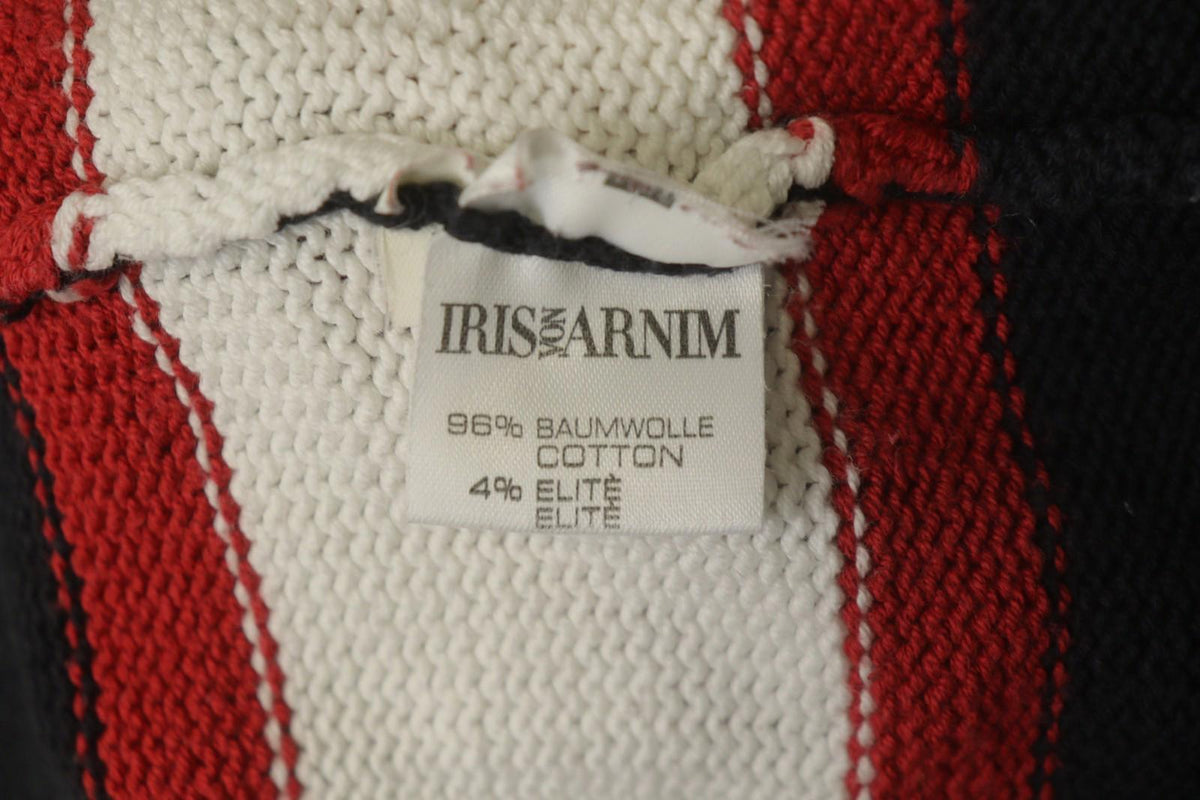 IRIS VON ARNIM Multicolor Striped Cotton Tight Knitted V-Neck Pullover Sweater