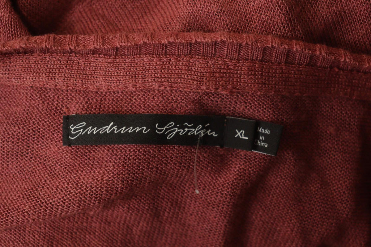 GUDRUN SJÖDEN Marron 100% Linen Knit Long Sleeve Pullover Sweater Dress – Size XL