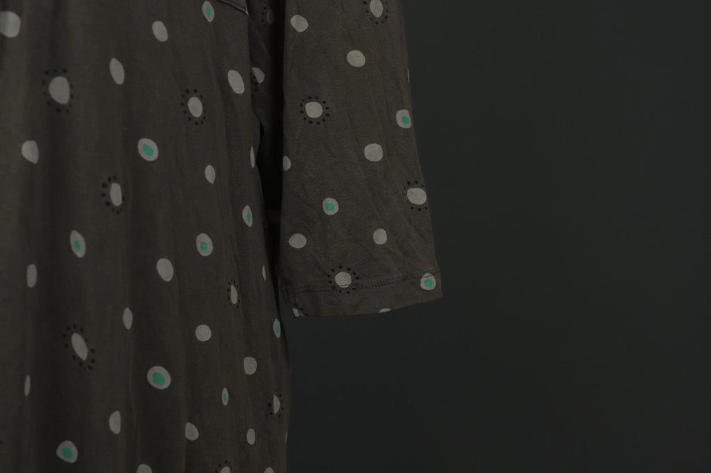 GUDRUN SJODEN Gray Polka Dot Lyocell Long Sleeve Round Neck Shift Dress – Size XL