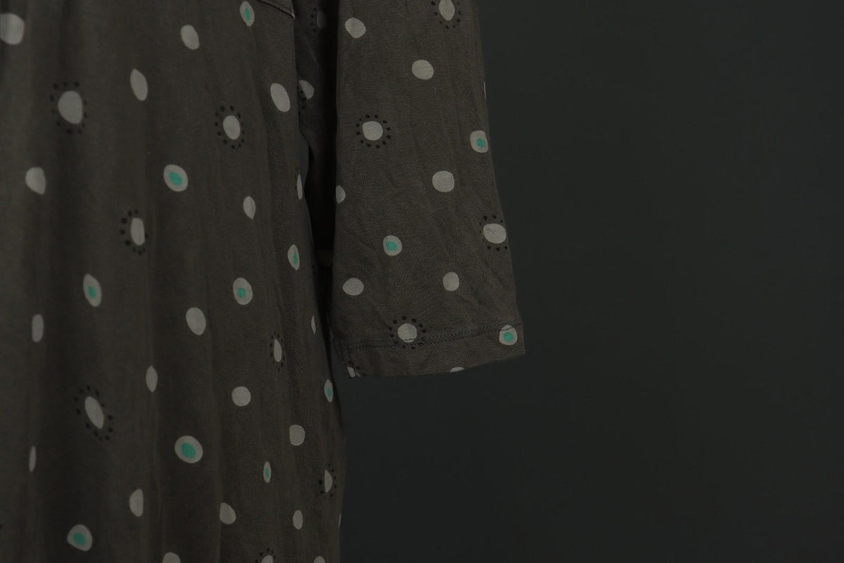 GUDRUN SJODEN Gray Polka Dot Lyocell Long Sleeve Round Neck Shift Dress – Size XL