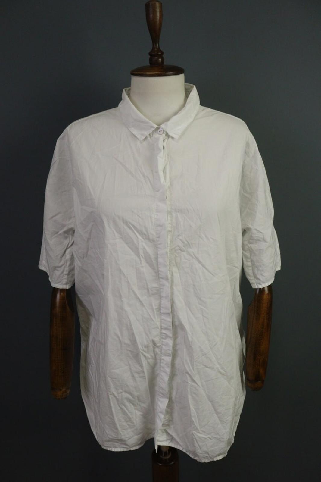 OSKA White Lagenlook Short Sleeve Button Up Tunic Top Shirt – Size 3