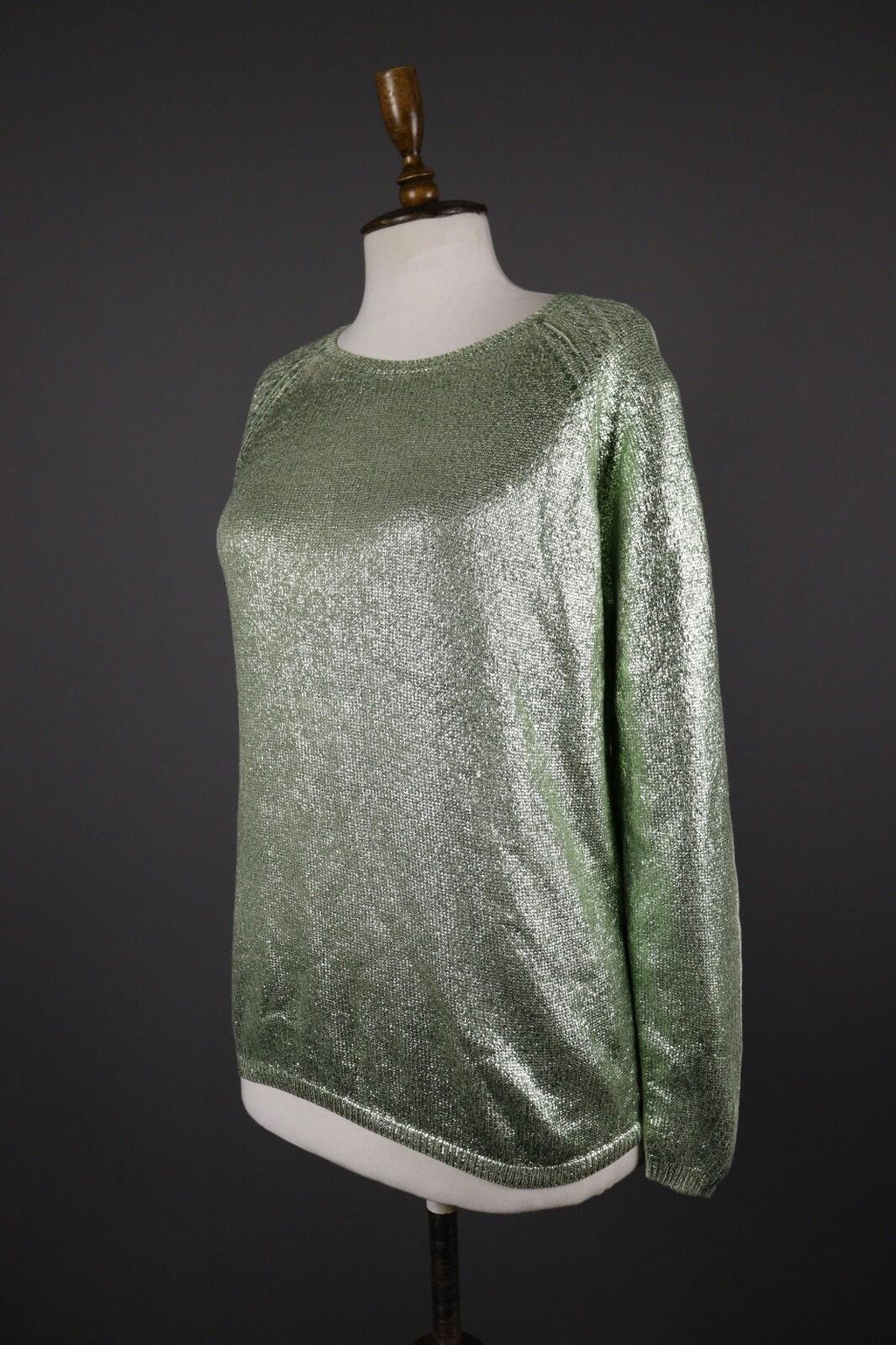 MASSIMO ALBA Green Silk Sequin Long Sleeve Sweater – Size M