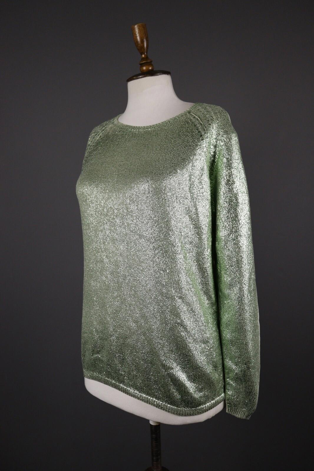 MASSIMO ALBA Green Silk Sequin Long Sleeve Sweater – Size M