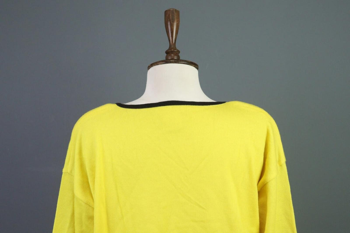ESCADA Yellow Wool Long Sleeve A-Line Geometric Shift Midi Dress – Size 38