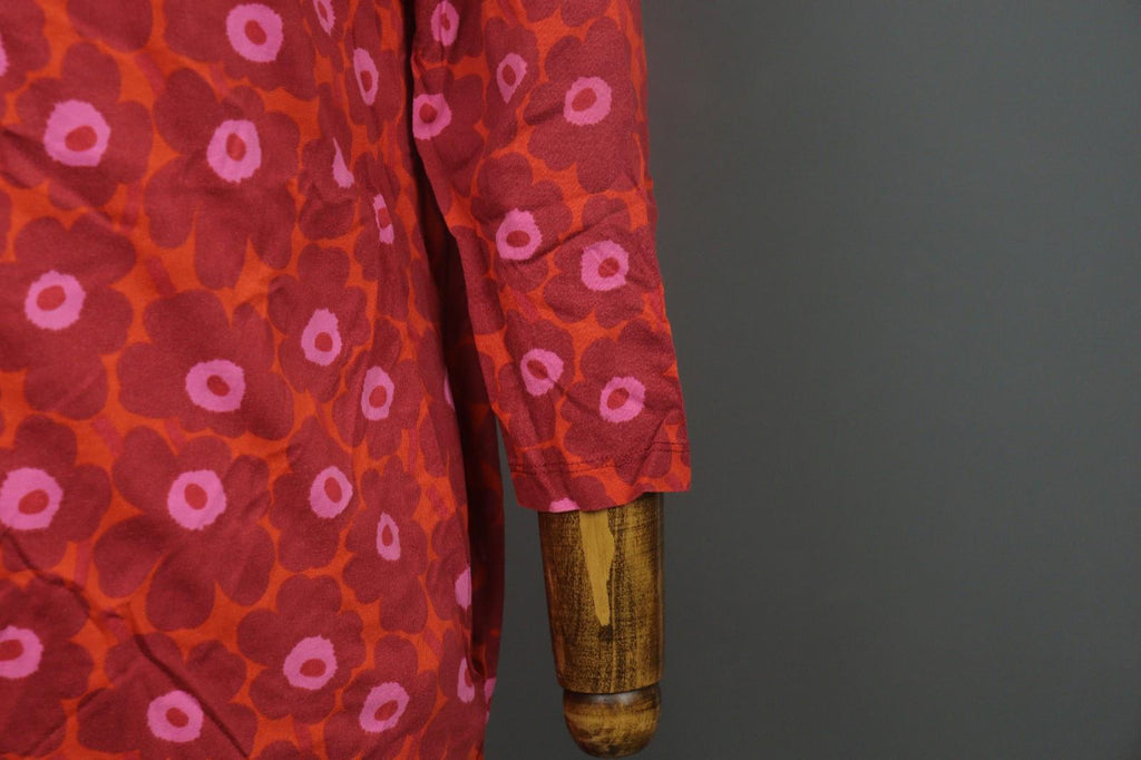 MARIMEKKO Aretta Unikko Multi Floral 3/4 Sleeve Round Neck Sheath Dress – Size M