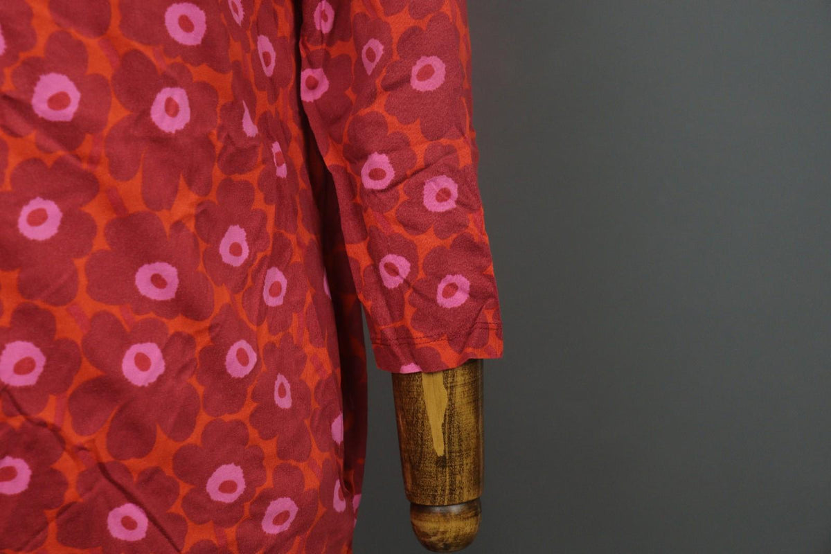 MARIMEKKO Aretta Unikko Multi Floral 3/4 Sleeve Round Neck Sheath Dress – Size M