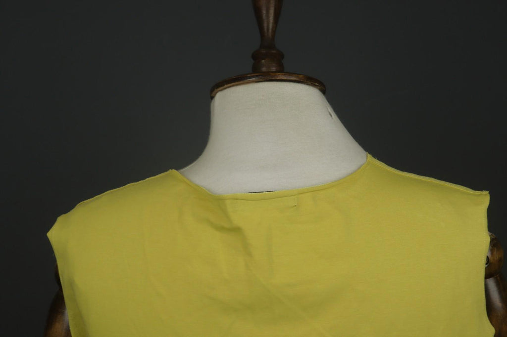 GUDRUN SJODEN Yellow Cotton Sleeveless Side V-Neck Pullover Blouse Top – Size L