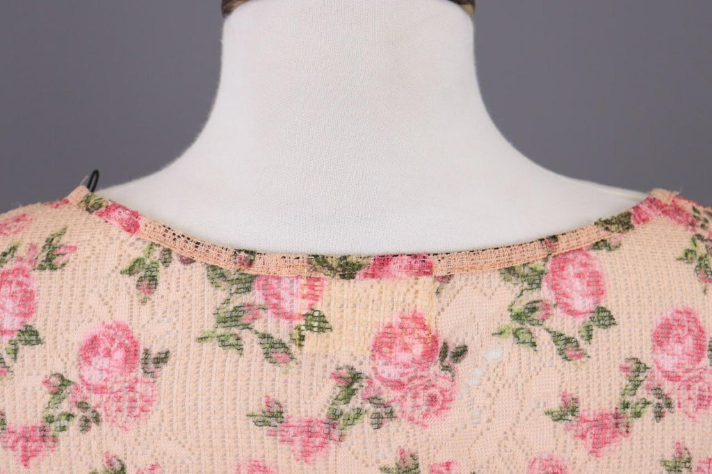 SEZANE Beige Floral Knit Mesh Short Sleeve Blouse Top Shirt – Size 36 / S