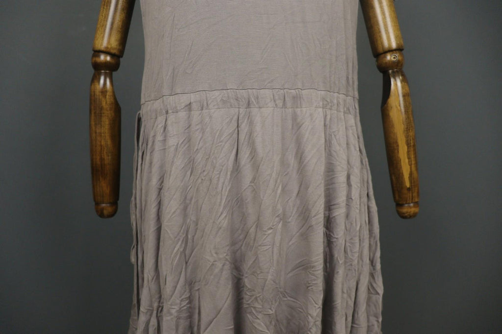 GUDRUN SJODEN Gray Viscose Blend Scoop Neck Shoulder Tie Babydoll Dress – Size M