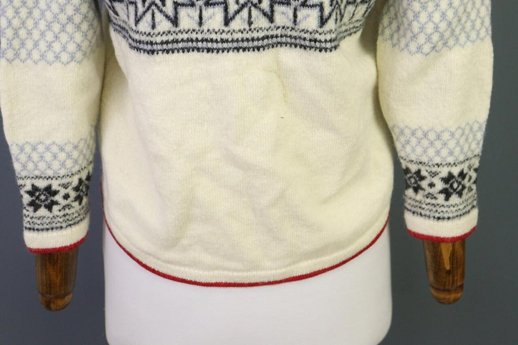 DALE OF NORWAY Beige Snowflakes 1/4 Zip Knit Ski Sweater – Size M