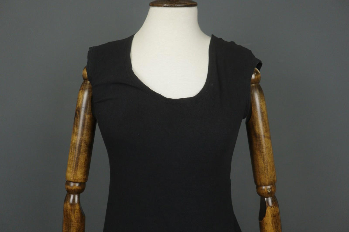 GUDRUN SJODEN Black Cotton Round Neck Sleeveless Pullover Tank Dress – Size S