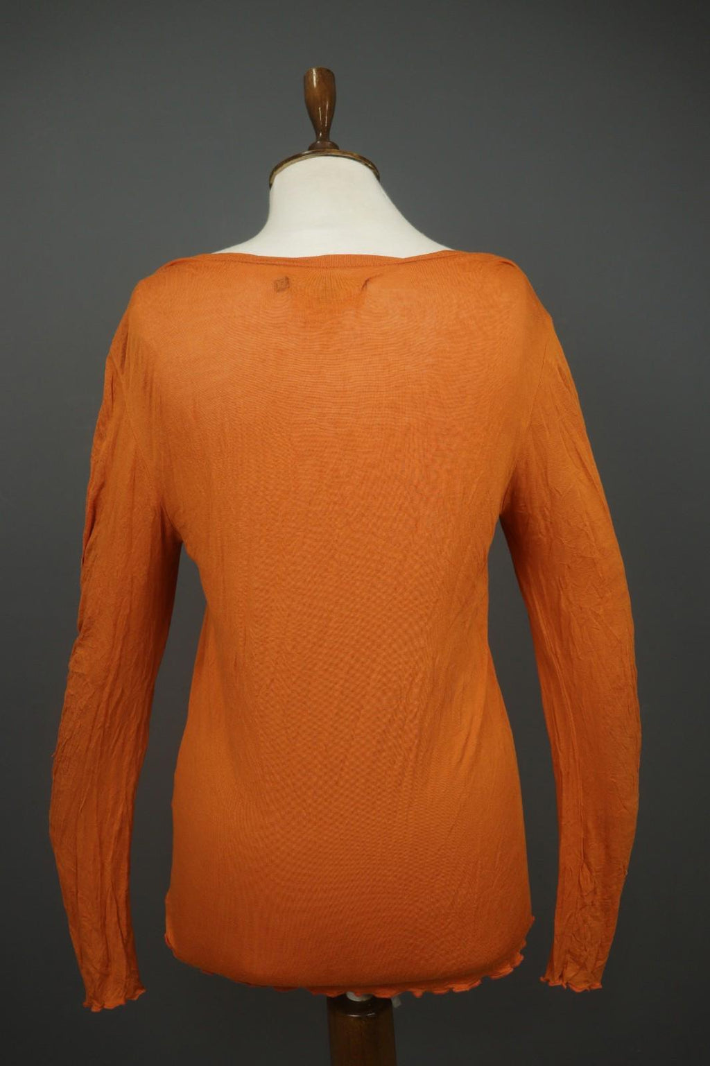 GUDRUN SJODEN Orange Modal Stretch Slim Fit Long Sleeve Pullover Blouse Top Sz M