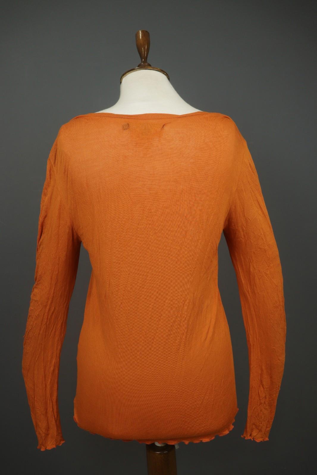 GUDRUN SJODEN Orange Modal Stretch Slim Fit Long Sleeve Pullover Blouse Top Sz M