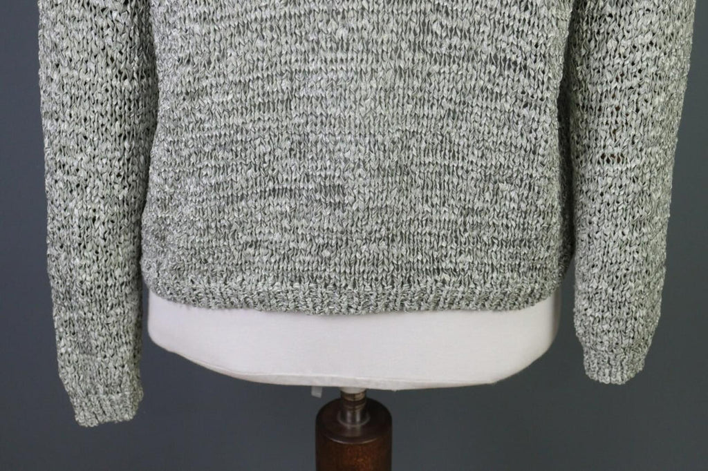 ANNETTE GORTZ Gray Open Knit Crew Neck Knit Sweater – Size M