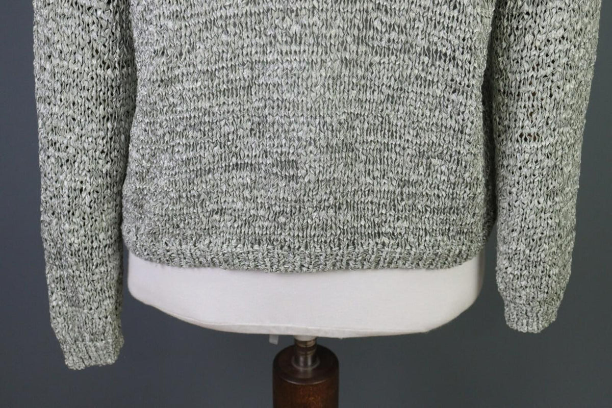 ANNETTE GORTZ Gray Open Knit Crew Neck Knit Sweater – Size M