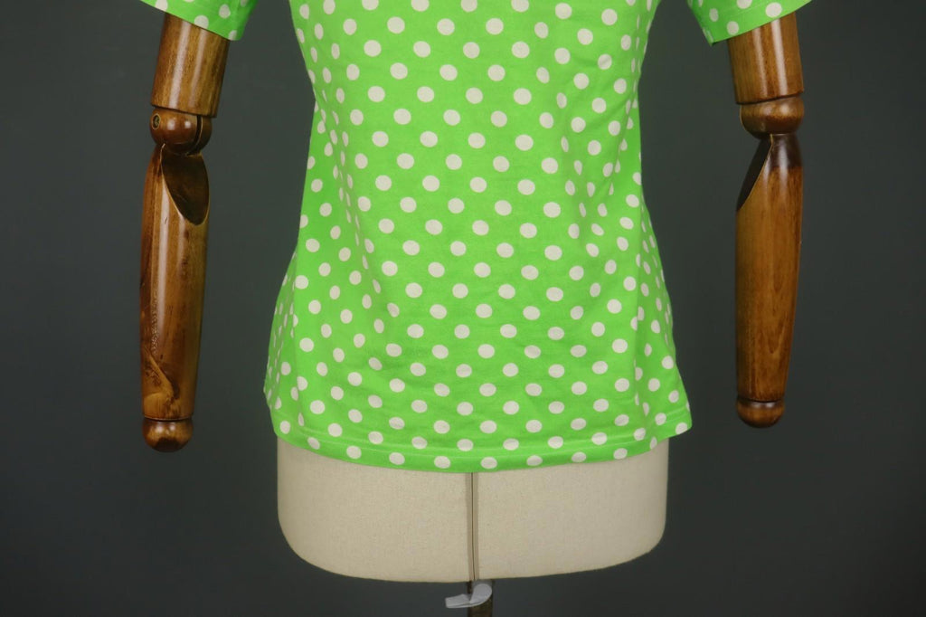 MARIMEKKO Green and White Polka Dot Short Sleeve Crew Neck Top Blouse – Size L