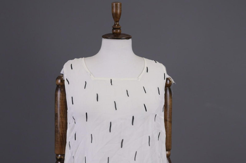 GUDRUN SJODEN White Printed Sleeveless Lightweight Blouson Dress – Size S